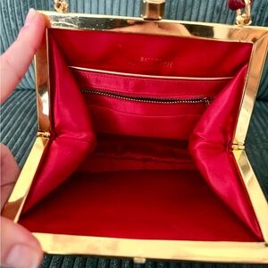 Vintage Bags by Nicholas Reich Burgundy Top Handle Purse w/ Scarlet Satin Lining